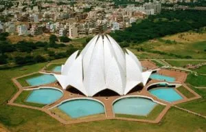 ariel view of Lotus temple delhi