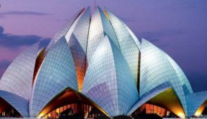 side view of Lotus temple delhi in evening