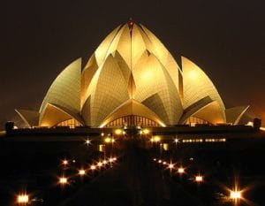 night view of lotus temple- kamal mandir